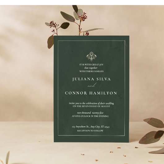 einfache Hochzeit, klassische Monogramm Hochzeit, Einladung