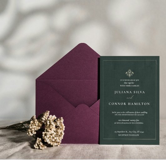 einfache Hochzeit, klassische Monogramm Hochzeit,  Einladung