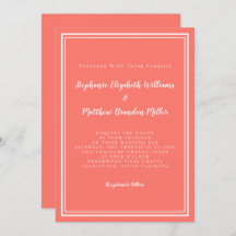 Einfache Hochzeit Minimalistisch Chic Coral White