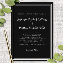 Einfache Hochzeit Minimalistisch Chic Schwarz-weiß Einladung