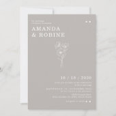 Einfache Hochzeit Minimalistischer Blume Einladung (Vorderseite)