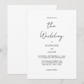 Einfache Hochzeit Minimalistischer Schriftzeichen Einladung (Vorne/Hinten)