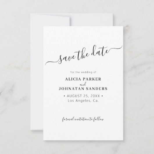 Einfache Hochzeit mit 3 Fotos Save The Date (Rückseite)