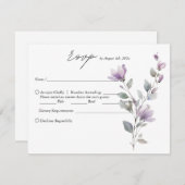Einfache Hochzeit mit Aquarellblumen RSVP Karte (Vorne/Hinten)