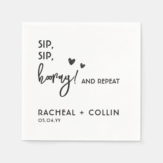 Einfache Hochzeit mit benutzerdefiniertem Text auf Serviette (Vorderseite)