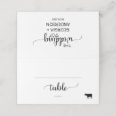 Einfache Hochzeit mit Black Calligraphy Beef Platzkarte (Außenseite Aufgefaltet)