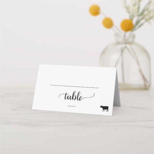 Einfache Hochzeit mit Black Calligraphy Beef Platzkarte (Vorderseite)