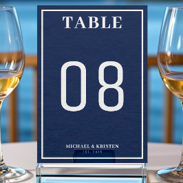 Einfache Hochzeit mit blauem Grenzblatt Tischnummer