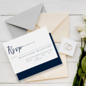Einfache Hochzeit mit blauem Kalligrafie RSVP Karte