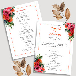 Einfache Hochzeit mit Blumen, Orange und Rosa Programm