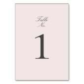 Einfache Hochzeit mit Blush und Gray Script Tischnummer (Rückseite)