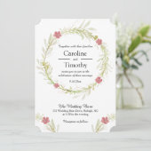 Einfache Hochzeit mit Blütenblättern Einladung (Stehend Vorderseite)