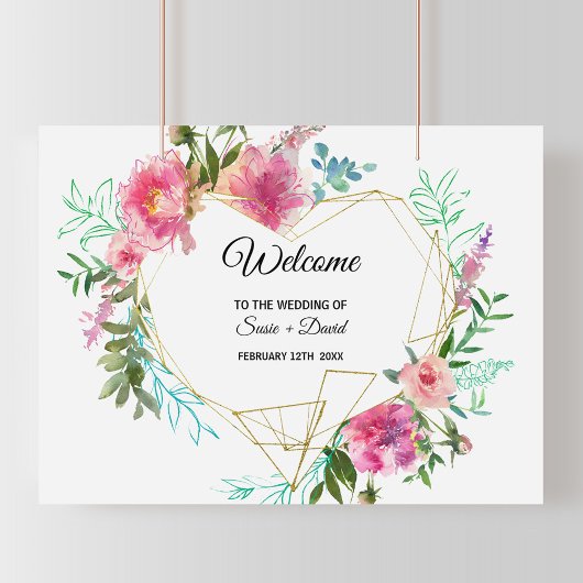 Einfache Hochzeit mit botanischem und blumengeschm Poster