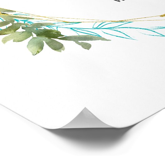 Einfache Hochzeit mit botanischem und blumengeschm Poster (Ecke)