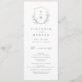 Einfache Hochzeit mit botanischem Wappen Programm (Vorderseite)