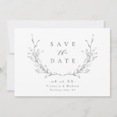 Einfache Hochzeit mit botanischem Wappen Save The Date (Vorderseite)