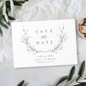 Einfache Hochzeit mit botanischem Wappen Save The Date