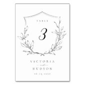 Einfache Hochzeit mit botanischem Wappen Tischnummer (Rückseite)