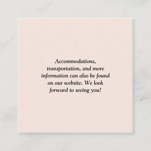 Einfache Hochzeit mit Chic Blush Pink QR Code Begleitkarte (Rückseite)