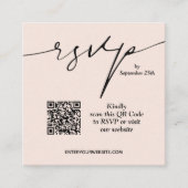 Einfache Hochzeit mit Chic Blush Pink QR Code Begleitkarte (Vorderseite)