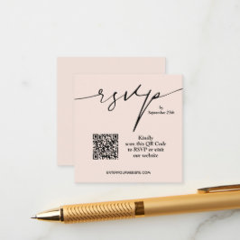 Einfache Hochzeit mit Chic Blush Pink QR Code Begleitkarte