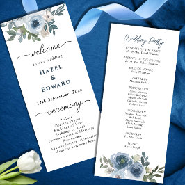 Einfache Hochzeit mit dunkelblauen Wasserfarben Programm