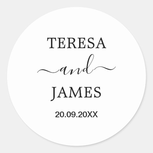 Einfache Hochzeit mit eigenem Namen Runder Aufkleber (Vorderseite)