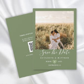 Einfache Hochzeit mit einem grünen Foto Save The Date