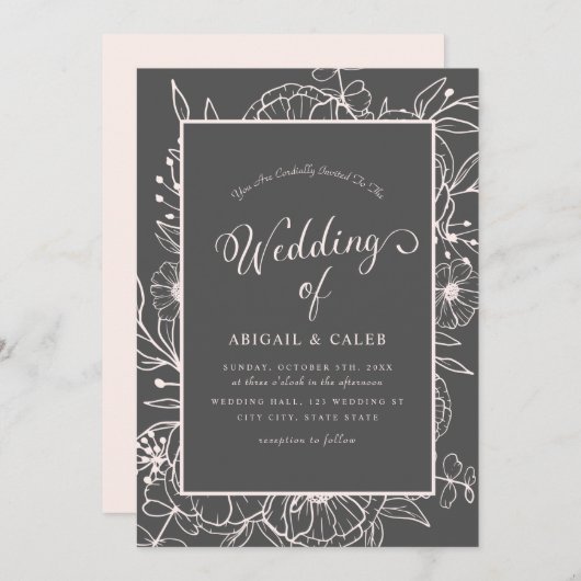 Einfache Hochzeit mit Elegant Einladung (Vorne/Hinten)