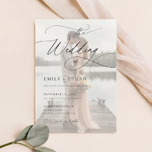 Einfache Hochzeit mit Elegant-Overlay-Foto Einladung