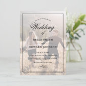Einfache Hochzeit mit Elegant-Overlay-Foto Einladung (Stehend Vorderseite)