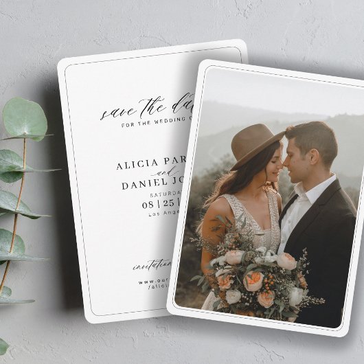 Einfache Hochzeit mit elegantem Foto Save The Date