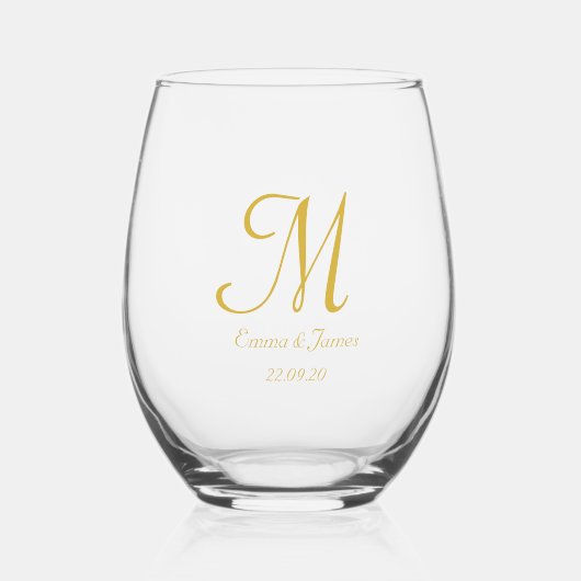 Einfache Hochzeit mit elegantem Script Weinglas Ohne Stiel (Vorderseite)