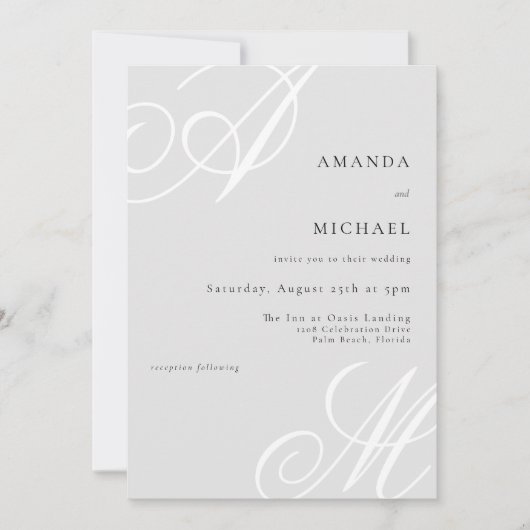 Einfache Hochzeit mit elegantem Skript Einladung (Vorderseite)