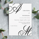 Einfache Hochzeit mit elegantem Skript Einladung<br><div class="desc">Traditionell wird modern mit dieser einfachen minimalen Hochzeitseinladung in Schwarz-Weiß. Es zeigt schöne kalligraphische Skriptmonogramme der Braut und Bräutigam an alternativen Ecken. Ein gepflegtes Textlayout zeigt die Details Ihrer Hochzeit mit einem sauberen klassischen Look mit schwarzen Initialen und schwarzem Text auf weißem Hintergrund. Ersetzen Sie den Beispieltext durch Ihre Informationen....</div>