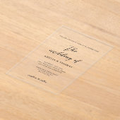 Einfache Hochzeit mit elegantem Skript-Foto Acryleinladungen (Ablage )