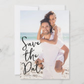 Einfache Hochzeit mit elegantem Skript-Foto Save The Date (Vorderseite)