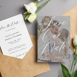 Einfache Hochzeit mit elegantem Skript-Foto Save The Date