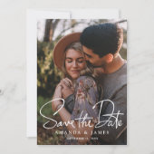 Einfache Hochzeit mit elegantem Skript-Foto Save The Date (Vorderseite)