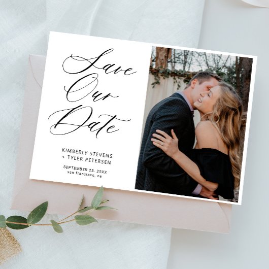 Einfache Hochzeit mit eleganten Fotos Save The Date
