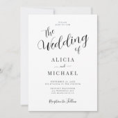 Einfache Hochzeit mit eleganten Schriftzeichen Einladung (Vorderseite)