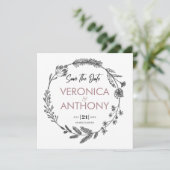 Einfache Hochzeit mit floralem Save the Date QR Co Einladung (Stehend Vorderseite)