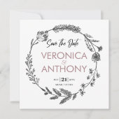 Einfache Hochzeit mit floralem Save the Date QR Co Einladung (Vorderseite)