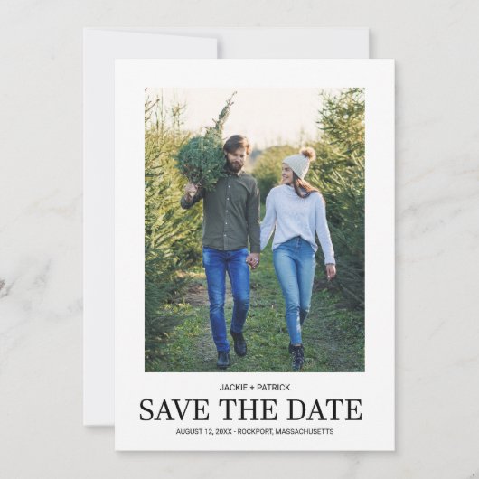 Einfache Hochzeit mit Foto und Typografie Save The Date (Vorderseite)