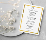 Einfache Hochzeit mit Gold Monogram Menükarte<br><div class="desc">Lassen Sie Ihren Empfang mit unserem klassischen Hochzeitsmenü aufsteigen,  das mit einer zeitlosen Goldgrenze geschmückt ist. Eine Touch der Eleganz,  die Ihr unvergessliches kulinarisches Erlebnis ergänzt.</div>