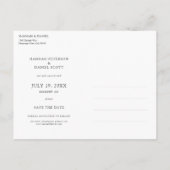 Einfache Hochzeit mit Gold Script Save the Date Fo Ankündigungspostkarte (Rückseite)