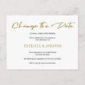 Einfache Hochzeit mit Goldgold-Glitzer ändern das  Ankündigungspostkarte (Vorderseite)