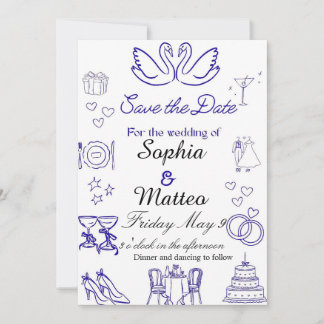 Einfache Hochzeit mit Grafiken  Einladung