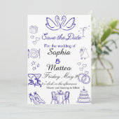 Einfache Hochzeit mit Grafiken Einladung (Stehend Vorderseite)