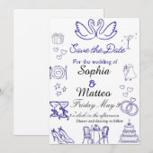 Einfache Hochzeit mit Grafiken Einladung (Vorne/Hinten)